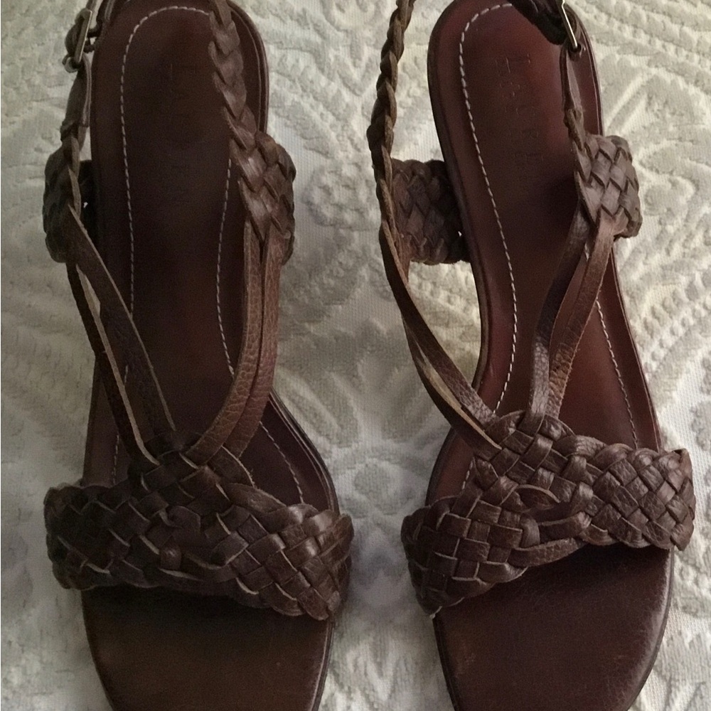 Ralph Lauren Brown Braided Leather Sandal